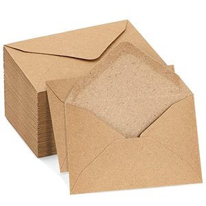 100 Mini-Kraftpapier-Briefumschläge mit spitzer Klappe