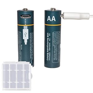 Kamnnor Wiederaufladbare AA Lithium-Batterien, 1,5 V USB Wiederaufladbare Batterie Li-Ion AA Akkus 2