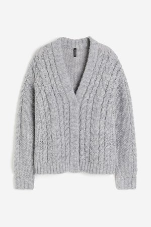 Gestrickter Cardigan - Grau