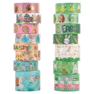 PAIVSUN 15 Rollen Washi Tape Ostern Set, 5 Größen Dekorative Masking Tape Goldfolie