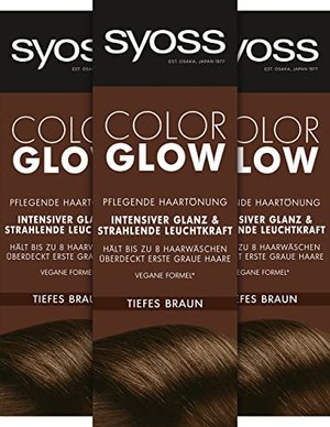 SYOSS COLORGLOW Pflegende Haartönung Tiefes Braun Semi-permanente Coloration Stufe 1, 3er Pack (3x 1
