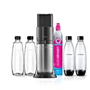 SodaStream Wassersprudler DUO + CO2-Zylinder, 2x 1L Glasflasche & 2x 1L Kunststoff-Flasche