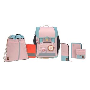 LÄSSIG 7-teiliges Schulranzen Set Kinder/School Set Boxy Unique rose/blue/black