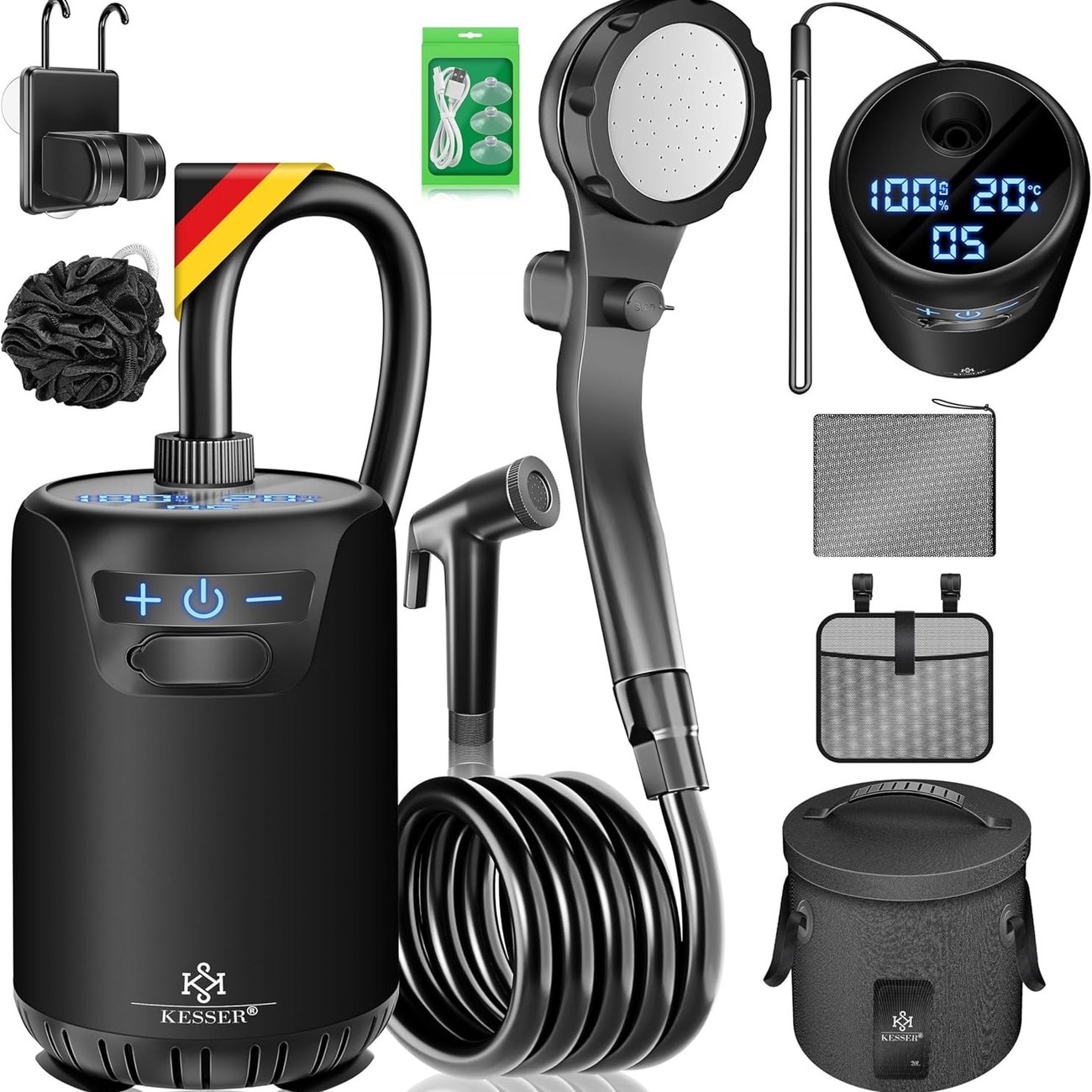 KESSER – Campingdusche mit Pumpe & wiederaufladbarem Akku