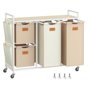 VASAGLE Wäschekorb 4 Fächer, Wäschesammler 150l