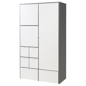 VISTHUS Kleiderschrank - grau/weiß 122x59x216 cm