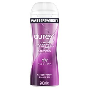 Durex Gleitgel 2-in-1 Massage Aloe Vera – Wasserbasiertes Gleitmittel mit pflegenden Aloe Vera Extra