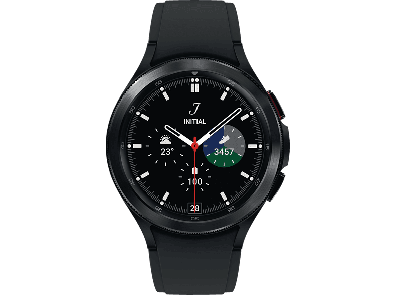 SAMSUNG Galaxy Watch4, Classic, BT, 46 mm Smartwatch Edelstahl Fluorkautschuk, M/L, Black