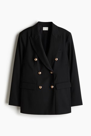 Zweireihiger Blazer - Schwarz - Damen