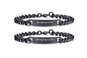 VNOX 7mm 2pcs Personalisierbare Armbänder mit Gravur