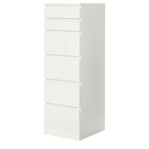 MALM Kommode mit 6 Schubladen - weiß/Spiegelglas 40x123 cm