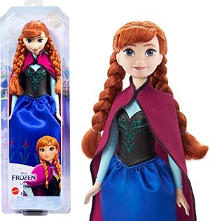 Mattel Disney Prinzessin Anna Puppe, Die Eiskönigin Puppe, kämmbare Haare, beweglich