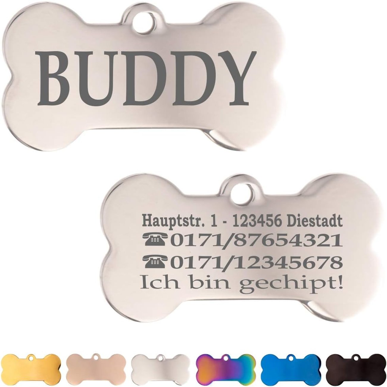 Ibera gifts - Hundemarke mit Gravur und personalisierte Hundemarke in Knochenform