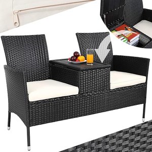 Casaria Gartenbank Wetterfest UV-beständig Polyrattan