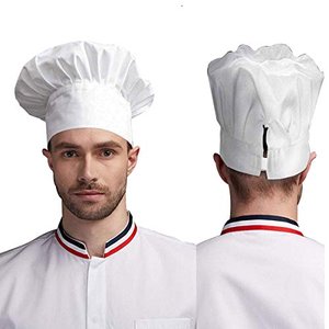 auvstar Kochmütze für Erwachsene, verstellbar, elastisch, für Küche und Koch (Weiß)
