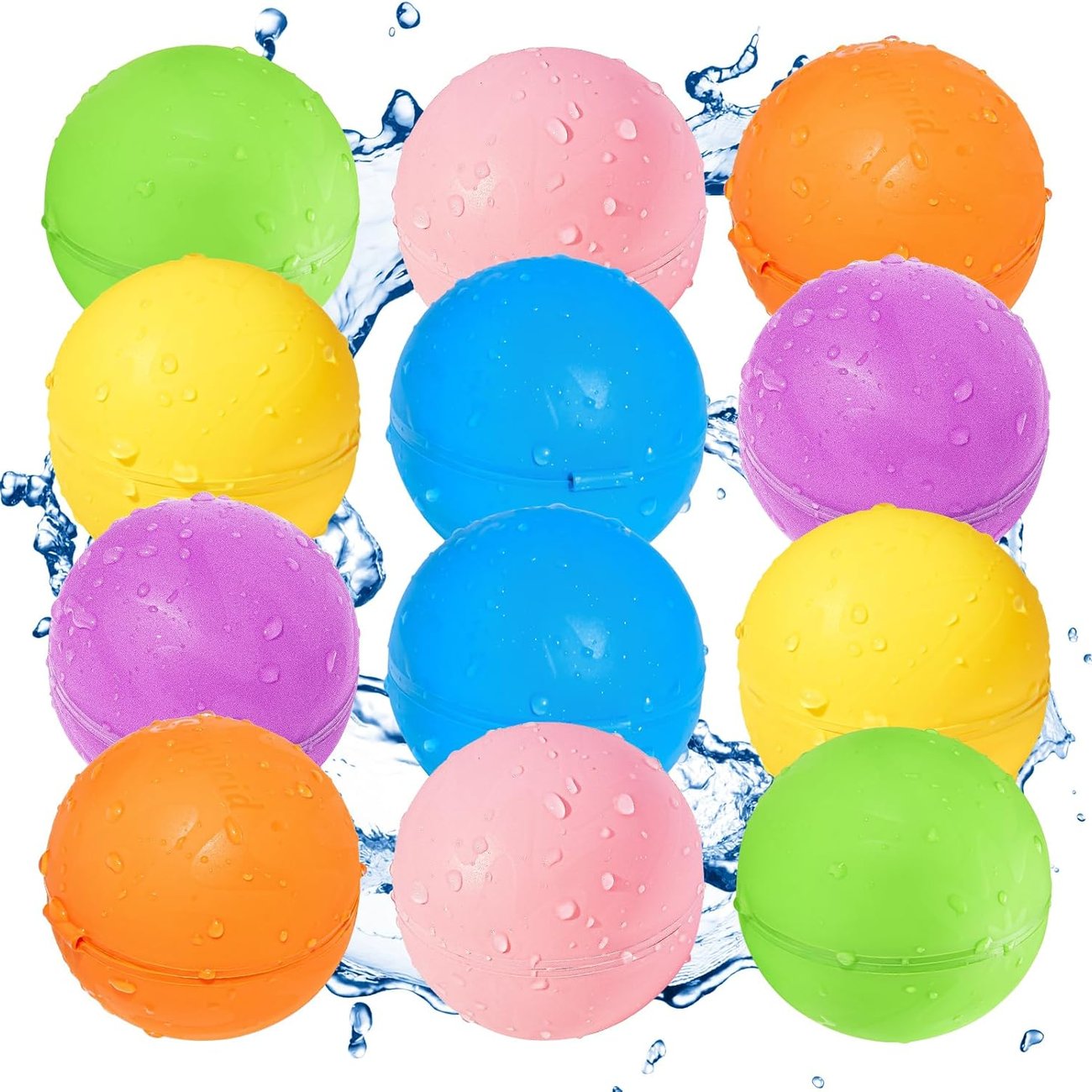 SOPPYCID 12 Stück wiederverwendbare Wasserballons, Pool-Strand-Wasserspielzeug