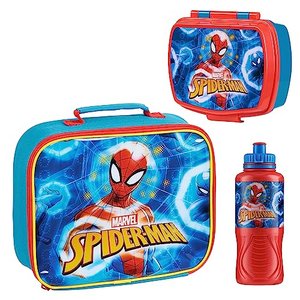 Marvel Spider-Man Brotdose 3er-Set mit Lunchtasche Brotdose und Trinkflasche