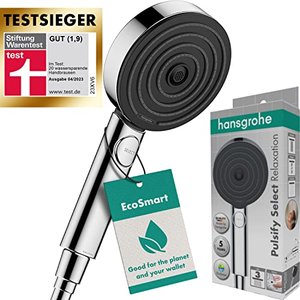 hansgrohe Pulsify Select S - wassersparender Duschkopf 9 l/min (EcoSmart) mit 3 Strahlarten