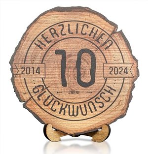 DARO Design - Holzscheibe graviert - 10 Jahre 