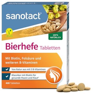 sanotact Bierhefe Tabletten • 400 Stück • 100% natürliche Bierhefe • vegan