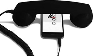 OPIS 60s Micro Hear: Retro Telefonhörer für die Benutzung mit Mobiltelefon und Hörgerät (schwarz)
