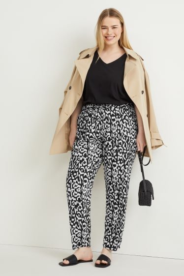 Stoffhose - Mid Waist - Comfort Fit - gemustert