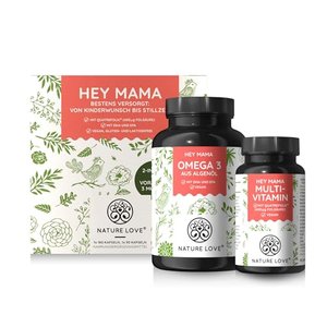 NATURE LOVE Hey Mama Schwangerschaftsvitamine - Folsäure, Omega 3, Vitamine, Mineralstoffe