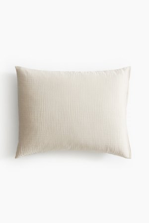 Kissenbezug aus Baumwollmusselin – Beige