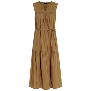 Damen Kleid mit Volants in Hellbraun