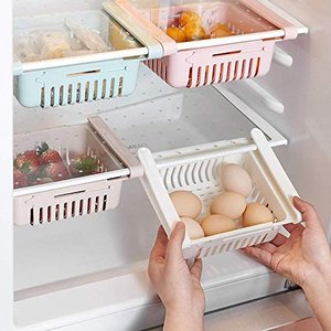 HapiLeap Ausziehbare Kühlschrank Schublade Organizer Kühlschrank Aufbewahrungsbox (4 Stück)