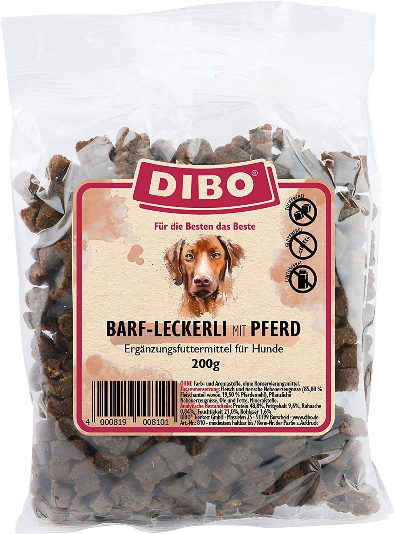 DIBO Barf-Leckerli mit Pferd - der perfekte Trainingssnack im 200 g Beutel