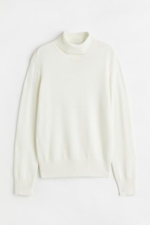 Feinstrick-Rollkragenpullover - Weiß - Damen