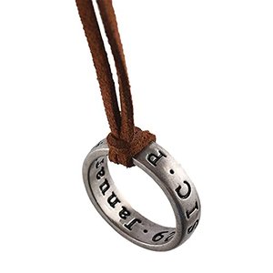 Uncharted 4 Nathan Drake Ring Halskette Leder Halskette für Herren Damen Verstellbar