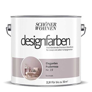 Schöner Wohnen designfarben Wandfarbe für innen 2,5 L (Nr. 19 Elegantes PuderRosa)