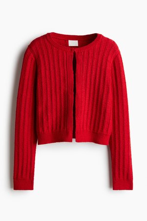 Cardigan in Rippstrick - Rot - Damen