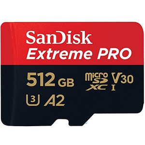 SanDisk Extreme Pro 512 GB microSDXC Memory Card + SD Adapter with A2 App Performance + Rescue Pro D