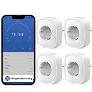 GHome Smart Wlan-Steckdose 16A,WiFi Steckdose 4erPack/ Smart Home Plug, funktioniert mit Alexa