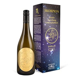 Wein Geschenk für das Astrologie Sternzeichen Skorpion (0,75 l) Weißwein (Barrique gereift - Chardon