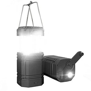 Solar Camping Handkurbel Laterne, Tragbare Ultrahelle LED-Taschenlampe, 30-35 Stunden Laufzeit, USB-