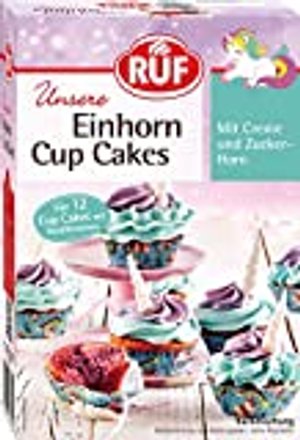 RUF Einhorn Cupcakes mit Creme und Fondant für 12 Stück