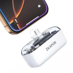 ZKAPOR Mini Power Bank 5000mAh, Integrierter Faltbarer USB C Konnektor Kleine Powerbank 20W PD Exter