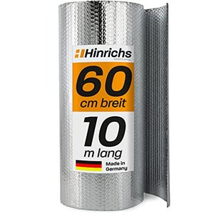 Hinrichs Isolierfolie Dämmfolie 10m x 60cm – Thermofolie für Fenster, Auto, Camping oder Pool – Perf