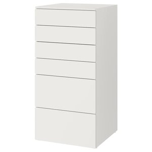 SMÅSTAD / PLATSA Kommode mit 6 Schubladen - weiß/weiß 60x57x123 cm