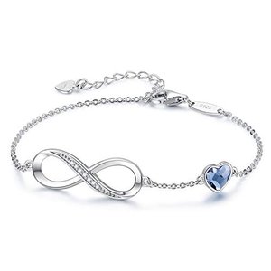 Infinity Armband Damen 925 Sterling Silber Rosegold, Unendlichkeit Herz Armbänder Kristallen Verstel