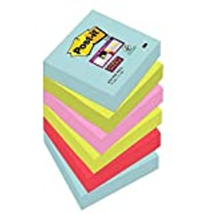 Post-it Super Miami Collection – 6 Notizblöcke quadratisch à 90 Blatt in 4 Farben, türkis, neongrün,