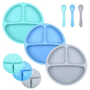BEBOAN Baby Teller, 3 Pack Silikon Kinderteller mit Saugnapf