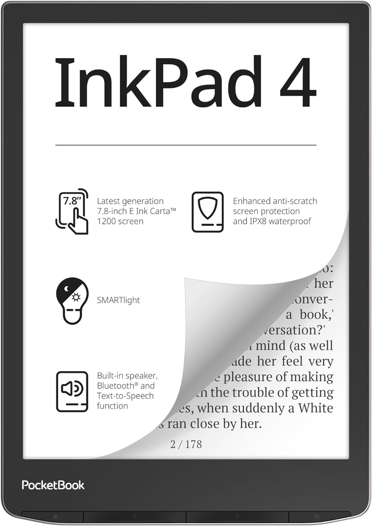 PocketBook InkPad 4 eReader 7.8" 32GB Plata