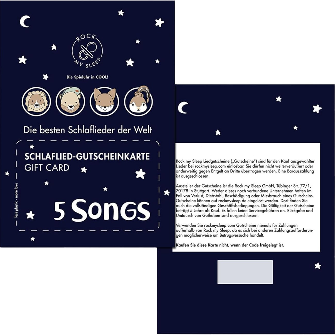 ROCK MY SLEEP, Gutschein, 5 Songs
