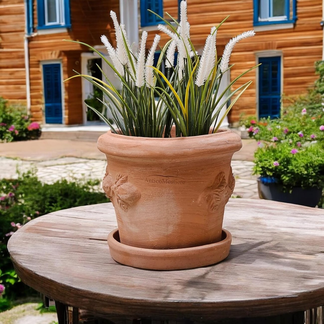 Pflanzgefäß Blumentopf Italienisches Terracotta Conca LIMONI mit Teller/Untersetzer