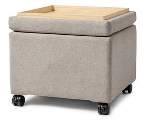 Pouf mit Rollen und Tablett